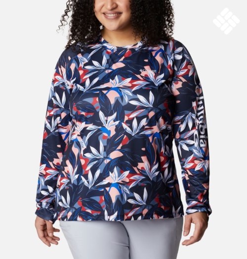 Columbia PFG Super Tidal Tee II Long Sleeve Gensere Dame Blomster | Plus Size 94378W